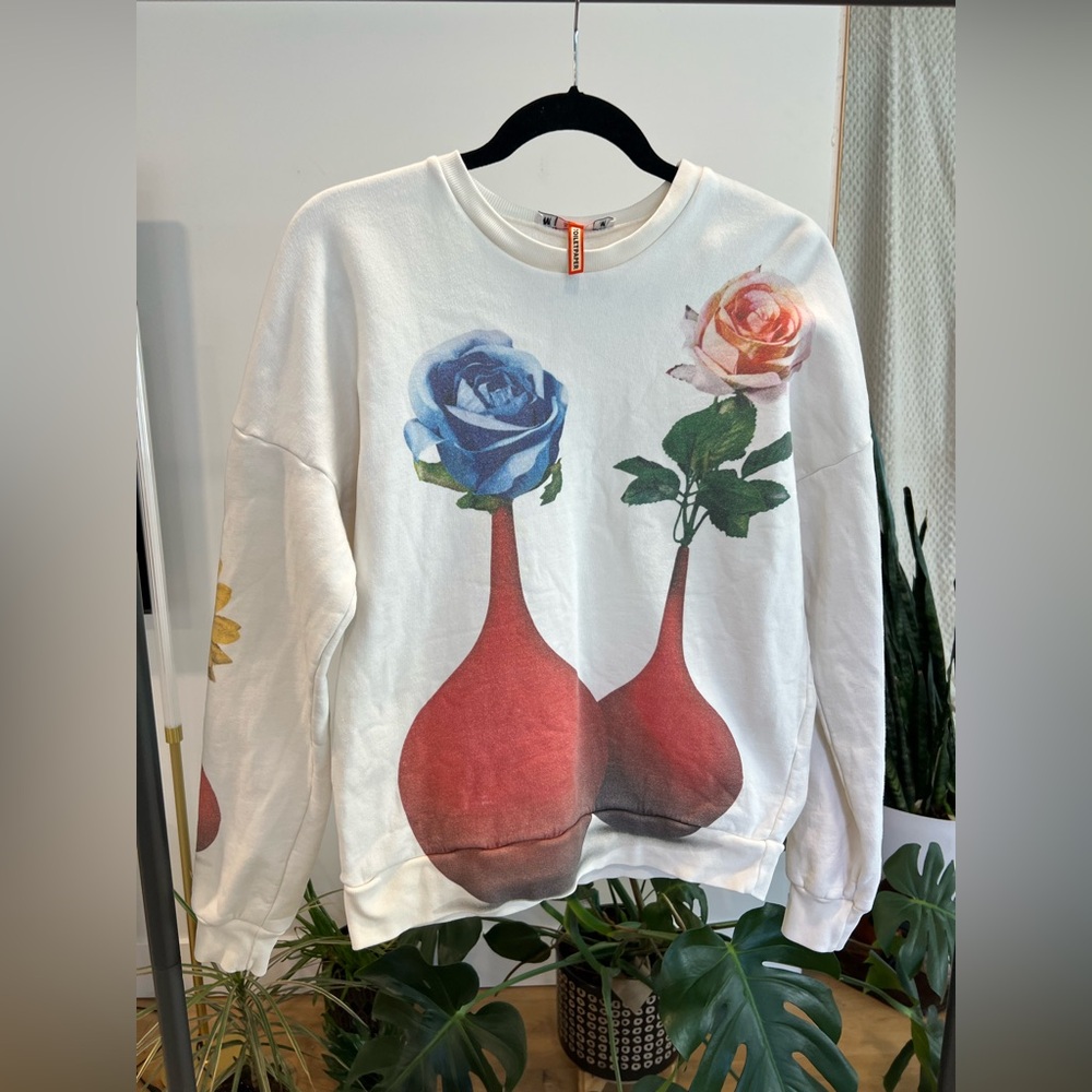 Unisex Rare* MSGM X TOILET PAPER Limited Edition Flower/Vase Sweatshirt